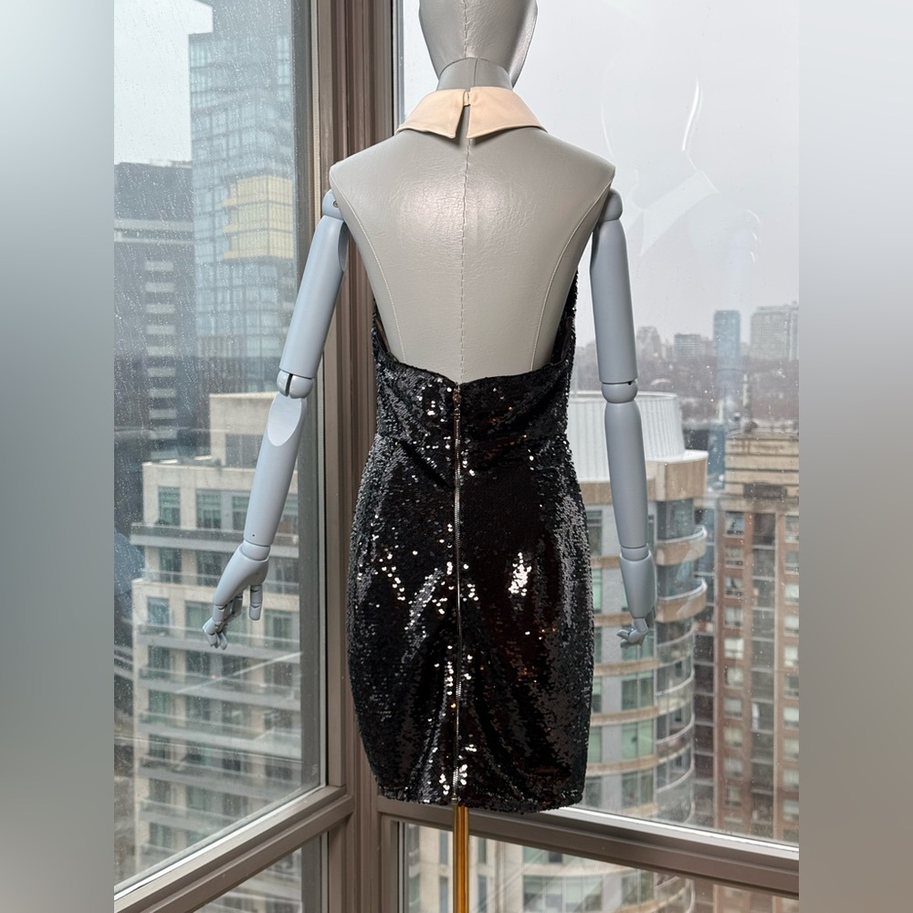 🆕 BRONX & BANCO 🧿 NWOT Wednesday Black Sequin Halterneck Mini Dress Sz M US 6 - Picture 11 of 16